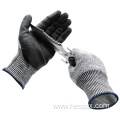Hespax Yellow Cut Resistant Nitrile Gloves HPPE Gripped